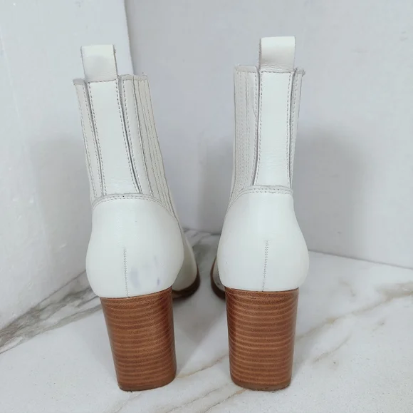 Marc Fisher Lommie Off White Western Style Block Heel Cowboy Ankle Boots, 8.5 - Picture 5 of 13